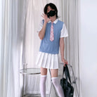 Solid polo t shirt blue for femboy