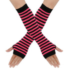 Pink And Black Striped Arm Warmers - Femboy Fashion