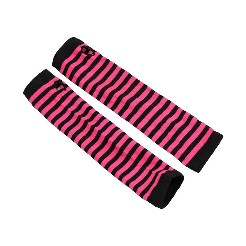 Pink And Black Striped Arm Warmers - Femboy Fashion