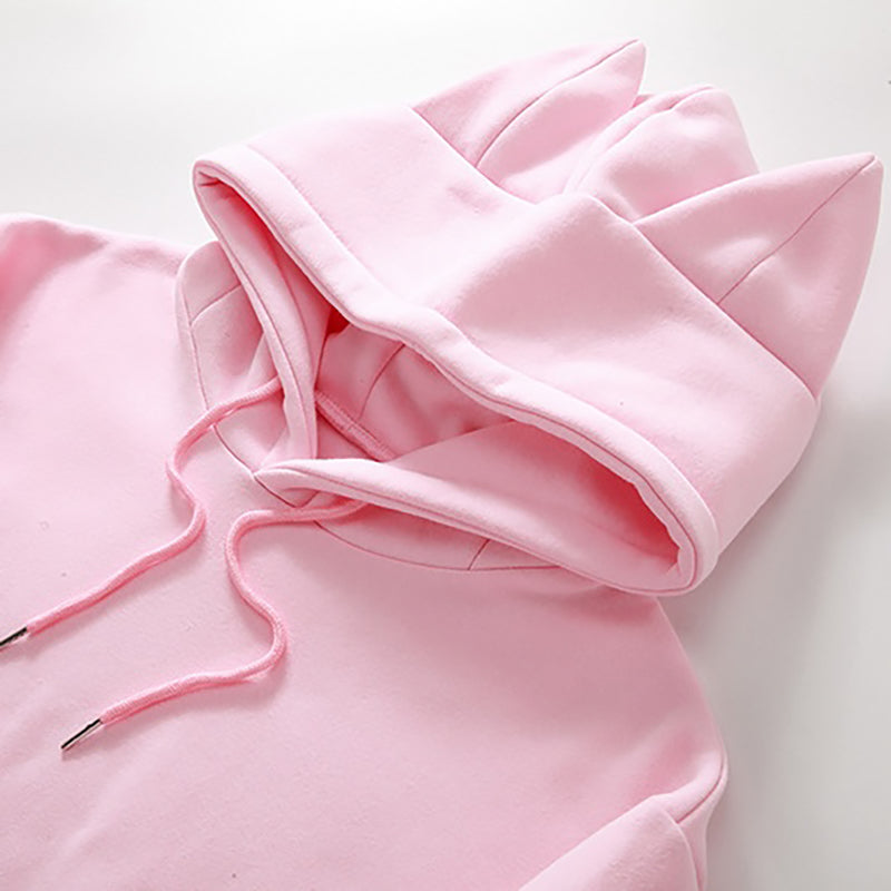 Pink Cat Ear Hoodie Details - Femboy Fashion