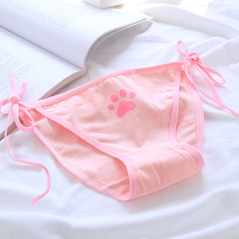 Pink Cat Paw String Panties - Femboy Fashion