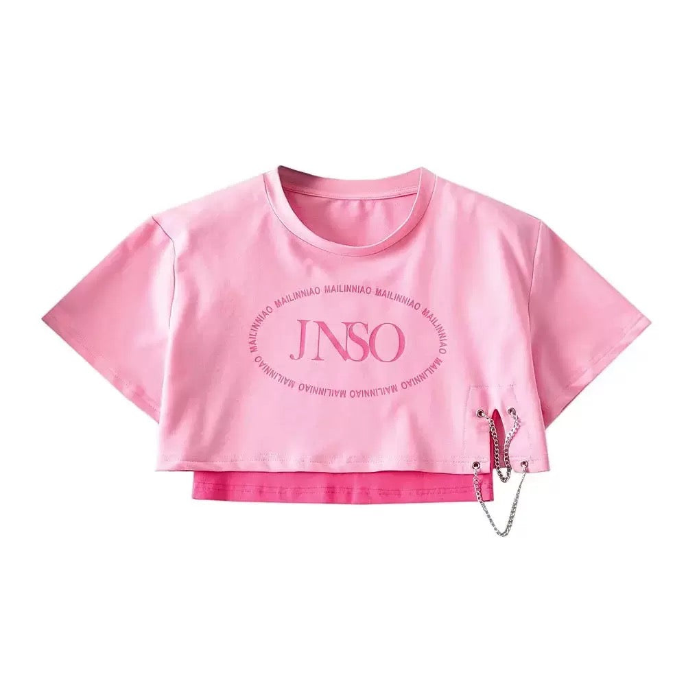 Pink fashion tank top with crop top