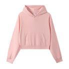 Pink femboy crop hoodie on a white background