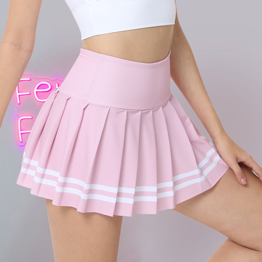 Pink femboy pleated workout skirt with stripes