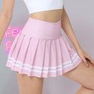 Pink femboy pleated workout skirt with stripes