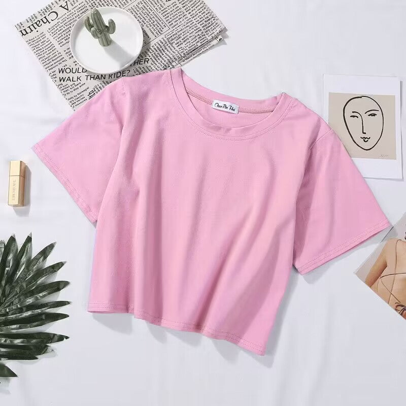 Femboy Pink Solid Crop T-Shirt - Femboy Fashion