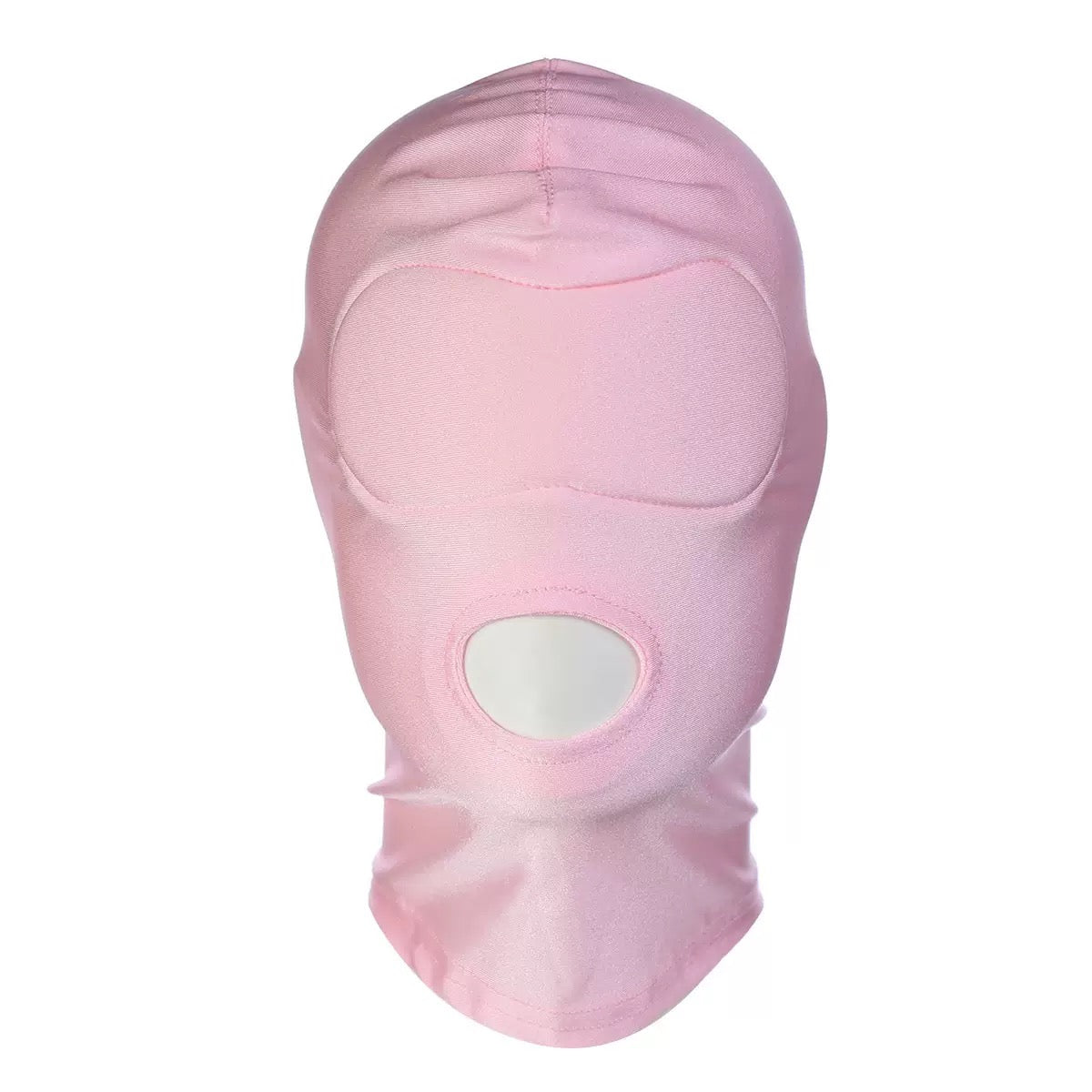 Pink face mask with a white center on a white background