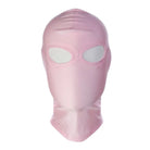 Pink full-face mask with eye holes on a white background