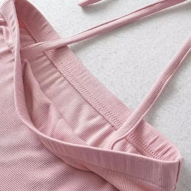 Pink Halter Bodysuit Lingerie Details