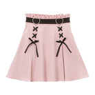 Pink Jirai Kei Lace Up Skirt