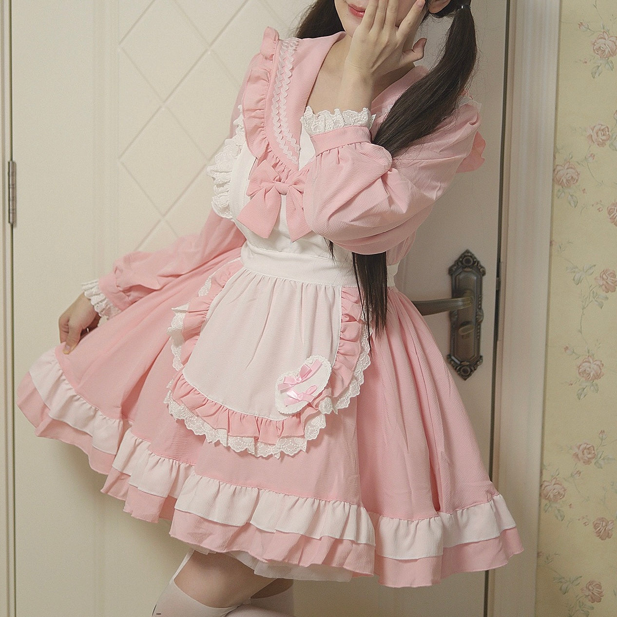 Sweet Pink Long Maid Dress - Femboy Fashion