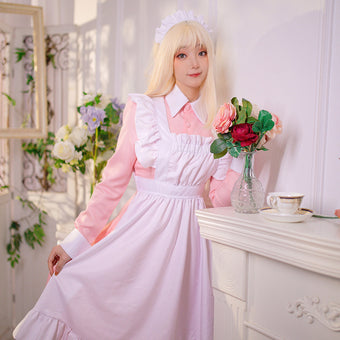 Sweet Pink Long Femboy Maid Dress