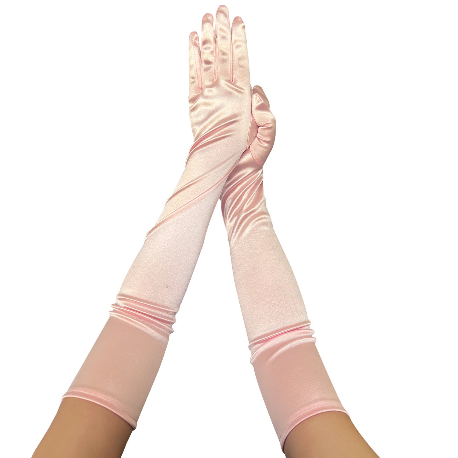 Pink Long Satin Gloves