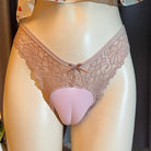 Pink Low Waist Lace Cameltoe Panties
