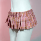 Pink Plaid Pleated Super Mini Skirt For Femboy