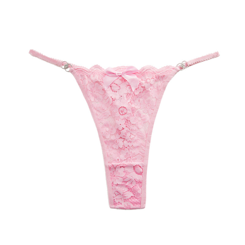 Pink plus size floral lace thong panties