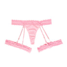 Pink plus size panty thong with garter