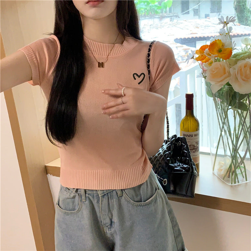 Round Neck Knitted T-Shirt - Femboy Fashion