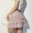 Pink Sequins Mini Cake Skirt - Femboy Fashion