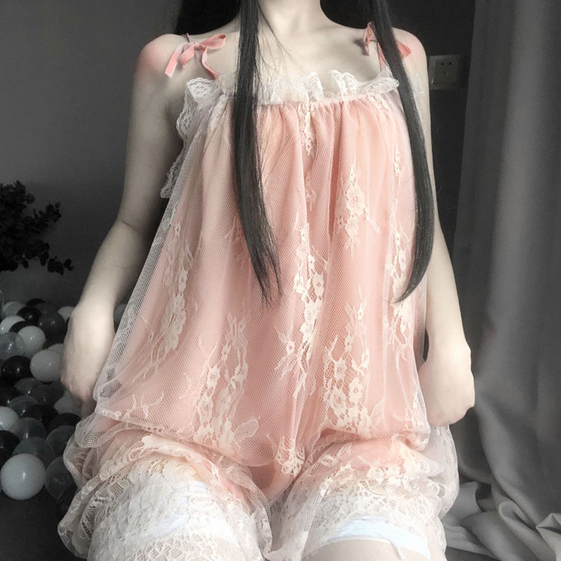 Pink Sexy Lace Chemise Lingerie - Femboy Fashion