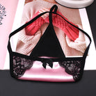 Pink sexy satin thong panty bottom detail