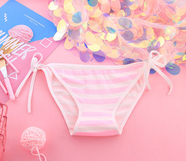 Pink and White Stripe String Panties - Femboy Fashion