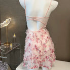 Floral sweet lace camisole nightgown on a mannequin against a neutral background