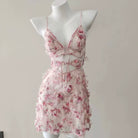 Floral sweet lace camisole nightgown on a mannequin against a plain background