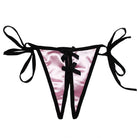 Pink Sexy Tie Side Satin Crotchless Thong Front - Femboy Fashion