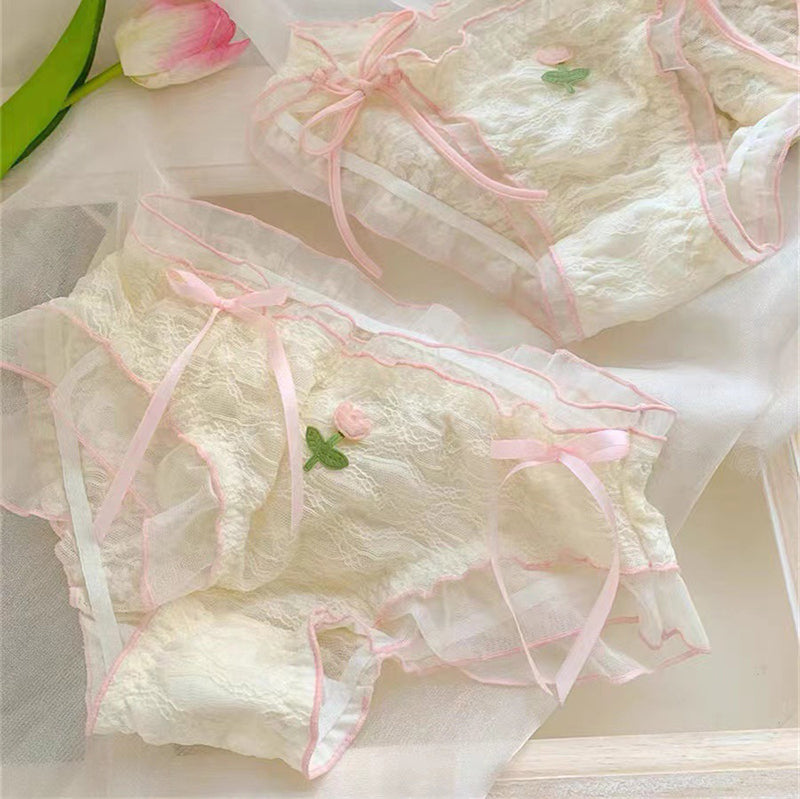 Pink Tulip Lace Panties - Femboy Fashion