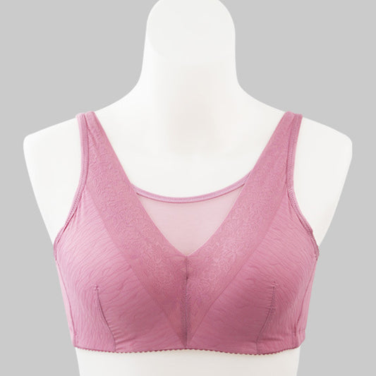 Pink Wireless Cotton Pocket Bra Front - Femboy Fashion