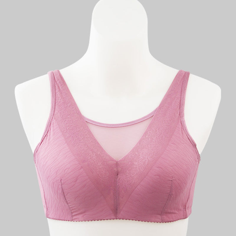 Pink Wireless Cotton Pocket Bra Front - Femboy Fashion