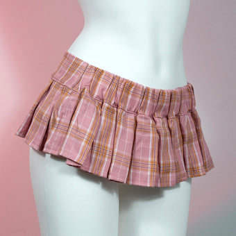 Plaid Pleated Super Mini Skirt