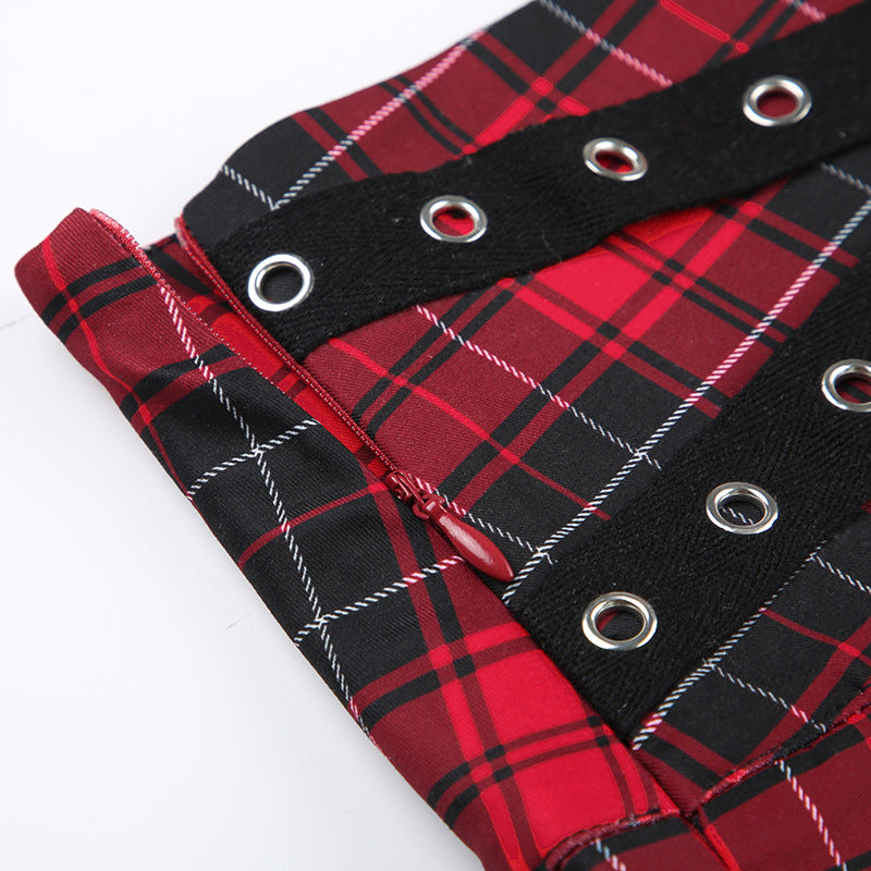 Plaid Red And Black Pleated Skirt - Femboy Fashion