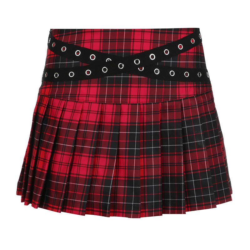 Plaid Red And Black Pleated Skirt - Femboy Fashion