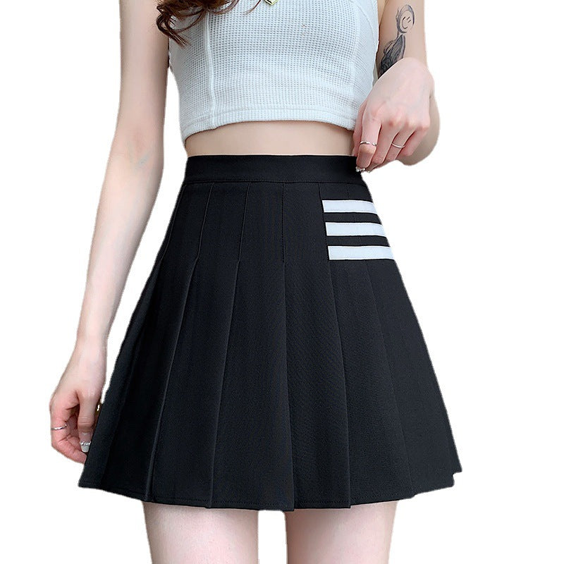 Black Pleated Knee Length Skirt - Femboy Fashion