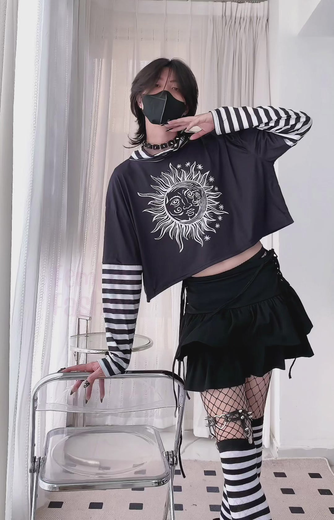 Fake Two-Piece Fashion Printed Crop Top