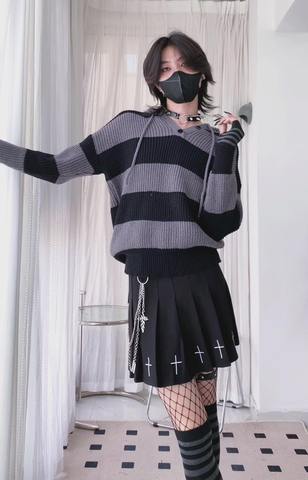 Gray And Black Oversize Sweater