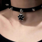 Punk leather choker with cat paw detail