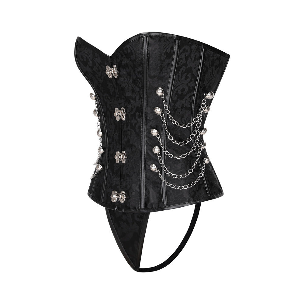 Punk Corset With Thong Black Side - Femboy Fashion