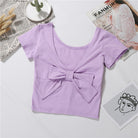 Bowknot Solid Crop Tee - Femboy Fashion