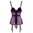 Purple Lace Corset With Garters - Femboy Fashion