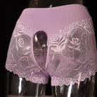 Purple Lace Crotchless Panties - Femboy Fashion