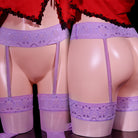 Purple Lace Garter With Stockings - Femboy Fashion