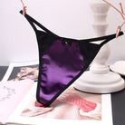 Purple sexy satin thong panties for femboy