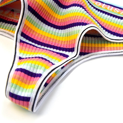 Rainbow Stripe Thong Panty Detail - Femboy Fashion