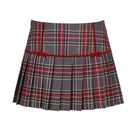 Red And Grey Plaid Pleated Skirt - Femboy Fashion