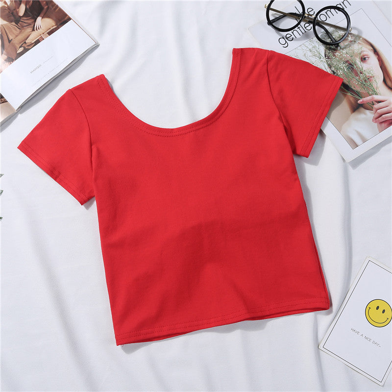 Bowknot Solid Crop Tee - Femboy Fashion