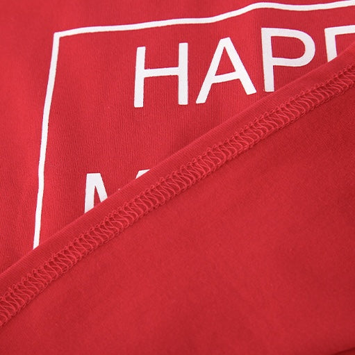 Red Happy Moment Solid Crop Tee Material - Femboy Fashion