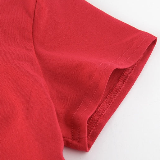 Red Happy Moment Solid Crop Tee Sleeve Detail - Femboy Fashion